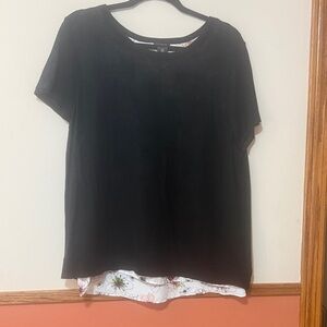 Ann Taylor Black Short Sleeve Layered Top